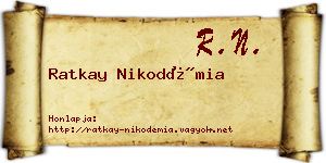 Ratkay Nikodémia névjegykártya